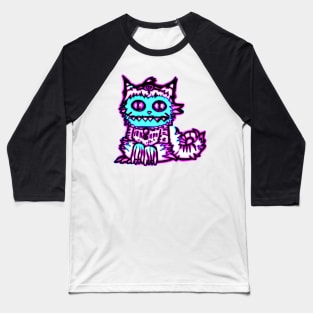 Weirdcore Neon Cat Baseball T-Shirt